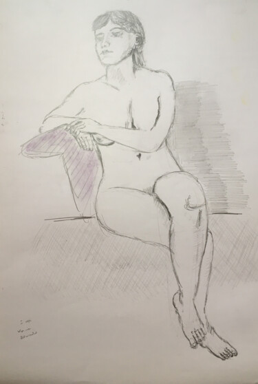 Zeichnungen mit dem Titel "Seated figure, life…" von Simon Farnell, Original-Kunstwerk, Bleistift