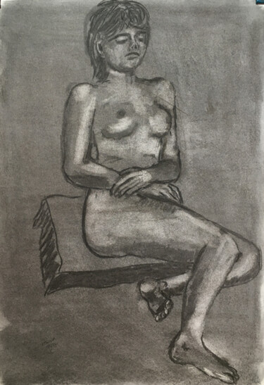 "Female seated nude…" başlıklı Resim Simon Farnell tarafından, Orijinal sanat, Karakalem