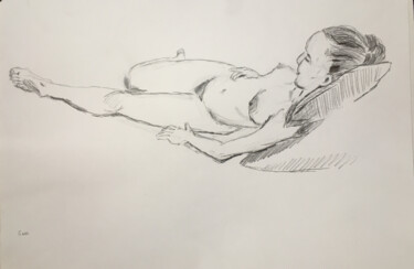 Рисунок под названием "Pencil study reclin…" - Simon Farnell, Подлинное произведение искусства, Карандаш