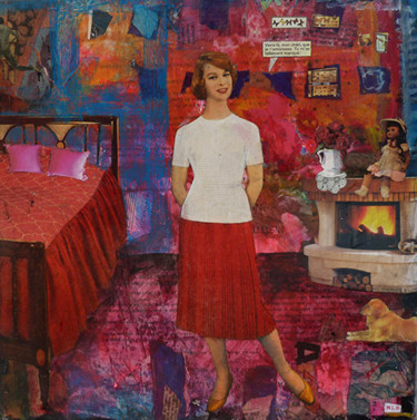 Collages intitulée "Viens que je t'embr…" par Marie-Laure Drillet, Œuvre d'art originale