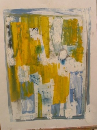Peinture intitulée "le rideau jaune" par François Garros, Œuvre d'art originale, Huile