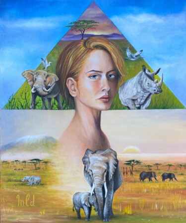 Schilderij getiteld "Conscience : l'Afri…" door Marie-Line Dromard, Origineel Kunstwerk, Olie