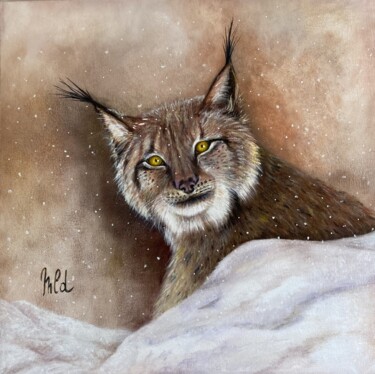 Peinture intitulée "Lynx" par Marie-Line Dromard, Œuvre d'art originale, Huile