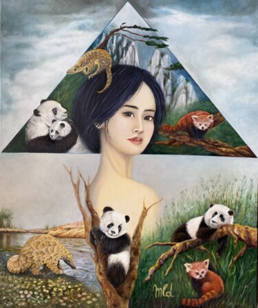 Malerei mit dem Titel "Conscience : Chine,…" von Marie-Line Dromard, Original-Kunstwerk, Öl