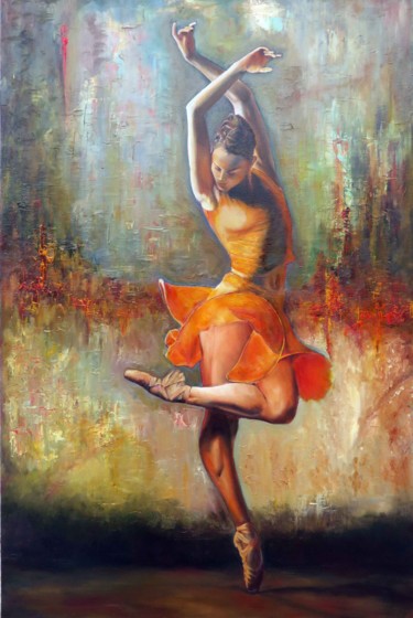 Painting titled "danseuse-tenue-cora…" by Drory, Original Artwork, Oil