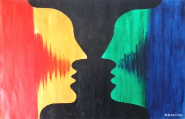 Painting titled "Two sides" by Dr Suresh Ega, Original Artwork, Acrylic