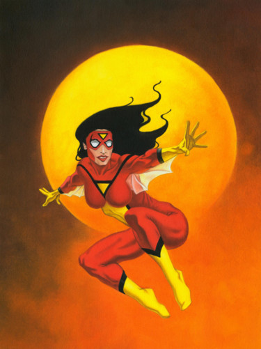Pittura intitolato "marvels-spiderwoman…" da Stacy Drum, Opera d'arte originale, Olio