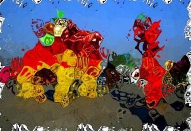 Arte digital titulada "狮舞 Lion Dance" por Dongsheng Guan, Obra de arte original