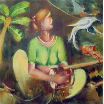 Картина под названием "DEVADASI" - D.S. Chougale, Подлинное произведение искусства