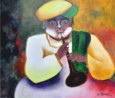 Painting titled "Shahanayiwala" by D.S. Chougale, Original Artwork, Oil