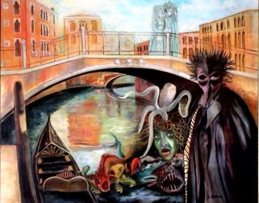 Peinture intitulée "Venise autrement" par Danièle Severi, Œuvre d'art originale, Huile