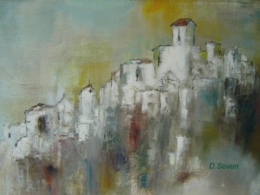 Peinture intitulée "Village blanc des A…" par Danièle Severi, Œuvre d'art originale, Huile