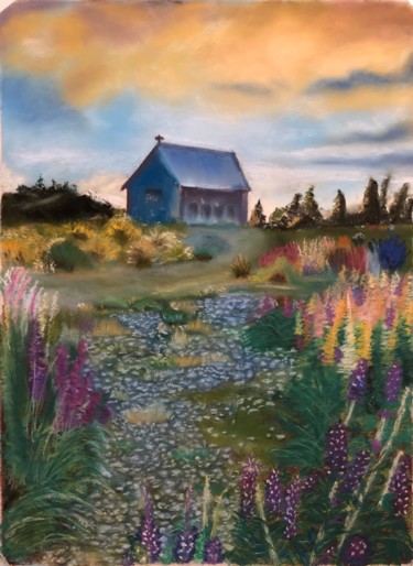 Peinture intitulée "landscape-pastel-pa…" par Diane Hernandez, Œuvre d'art originale