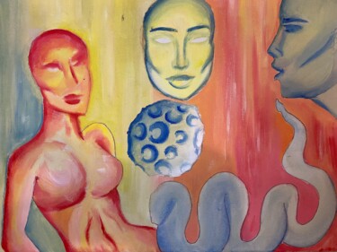 Peinture intitulée "Les dames de lune" par Dstny._, Œuvre d'art originale, Acrylique