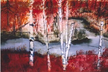 Painting titled "Fallin Birch" by Drew Gibson, Original Artwork