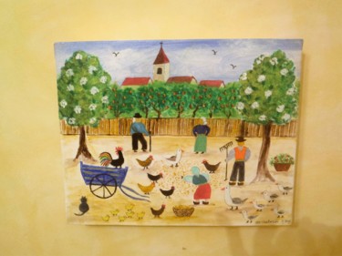 Peinture intitulée "Un jour à la ferme" par Danielle Trabaries, Œuvre d'art originale, Acrylique