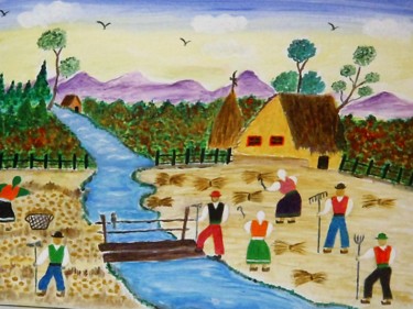 Peinture intitulée "La rivière du bonhe…" par Danielle Trabaries, Œuvre d'art originale, Acrylique