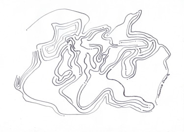 Dessin intitulée "Mapa de lugar nenhum" par Mauricio Antonio Veloso Duarte, Œuvre d'art originale, Encre