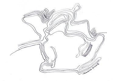 「Mapa de lugar nenhu…」というタイトルの描画 Mauricio Antonio Veloso Duarteによって, オリジナルのアートワーク, インク