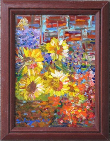 Painting titled "Garden I." by Ruth Dubayova, Original Artwork, Oil