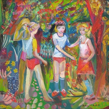 Painting titled "Spring in the Garde…" by Ruth Dubayova, Original Artwork, Oil