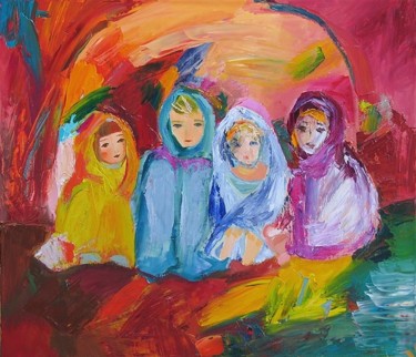 Painting titled "Siblings" by Ruth Dubayova, Original Artwork, Oil