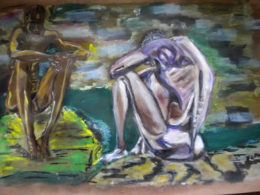 Malerei mit dem Titel "tristement  stoïque" von Herve Yann Dubois, Original-Kunstwerk, Gouache