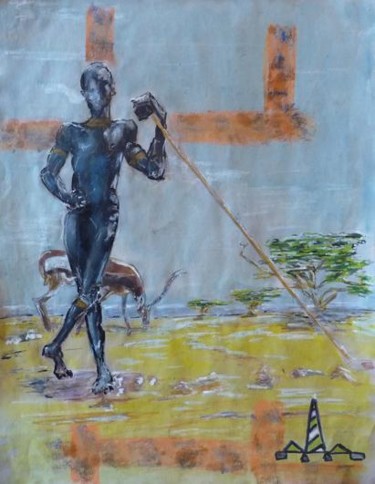 Painting titled "jeune berger PEUL" by Herve Yann Dubois, Original Artwork, Oil