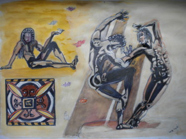 Painting titled "holé gitano!!!" by Herve Yann Dubois, Original Artwork, Gouache