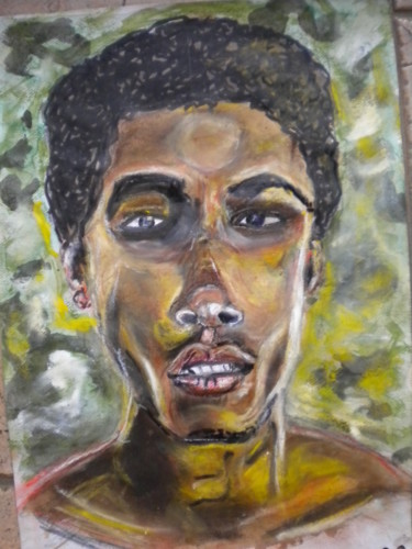 Schilderij getiteld "je viens de GUINEE" door Herve Yann Dubois, Origineel Kunstwerk, Pastel