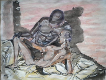 Pittura intitolato "duerme negritos" da Herve Yann Dubois, Opera d'arte originale, Gouache