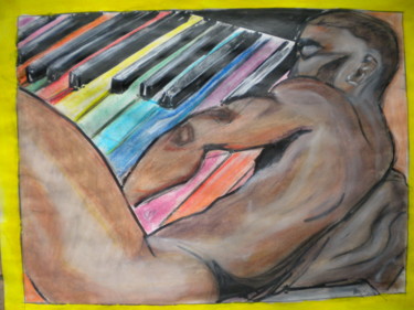 Painting titled "PIANO à hooooooooo" by Herve Yann Dubois, Original Artwork, Gouache