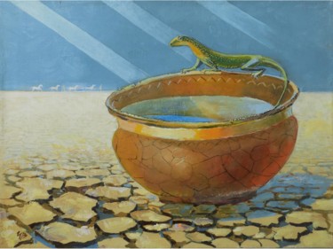 Painting titled ""Владелец воды"" by Wadim Chugriev, Original Artwork, Oil