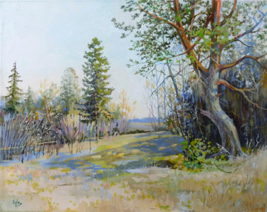 Картина под названием "Пейзаж со старой со…" - Wadim Chugriev, Подлинное произведение искусства, Масло