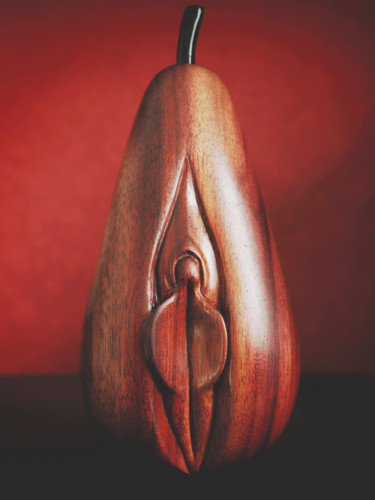 Sculpture intitulée "poire vulve" par Anthony Gratien, Œuvre d'art originale, Bois