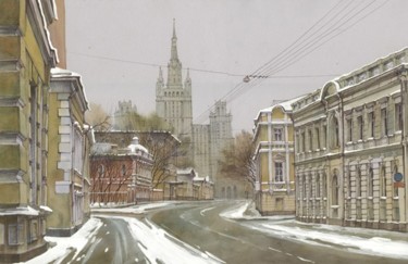 Картина под названием "московская улочка" - Andrey Dubrovin, Подлинное произведение искусства