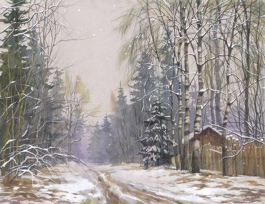 Картина под названием "Зимняя дача" - Andrey Dubrovin, Подлинное произведение искусства