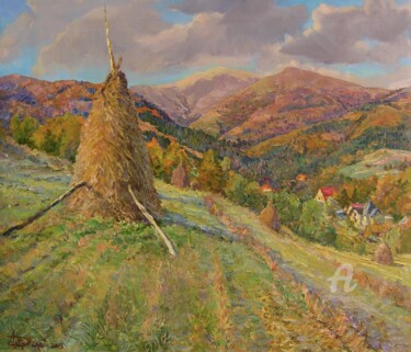 Картина под названием "Mountain landscape…" - Aleksandr Dubrovskyy, Подлинное произведение искусства, Масло Установлен на Де…