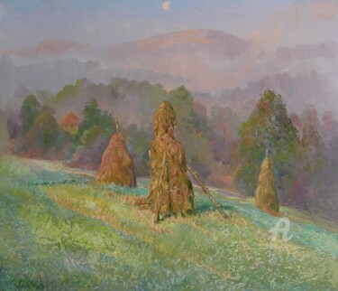 Картина под названием "Summer fogs" - Aleksandr Dubrovskyy, Подлинное произведение искусства, Масло Установлен на Деревянная…