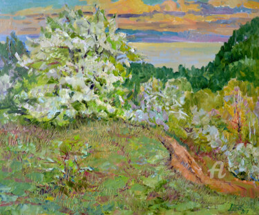 Картина под названием "Spring Blossom of A…" - Aleksandr Dubrovskyy, Подлинное произведение искусства, Масло