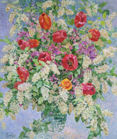 Картина под названием "Blooming and shining" - Aleksandr Dubrovskyy, Подлинное произведение искусства, Масло