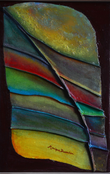 Painting titled "composition cloison…" by Monique Ducarton, Original Artwork, Acrylic Mounted on Wood Panel