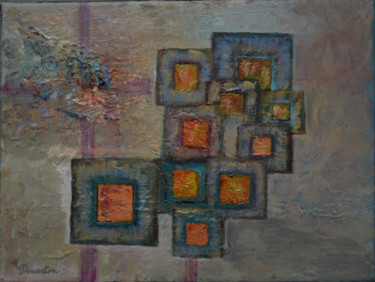 Pintura intitulada "Dix carrés dans un…" por Monique Ducarton, Obras de arte originais, Acrílico