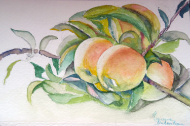 Painting titled "pommes" by Monique Ducarton, Original Artwork, Watercolor