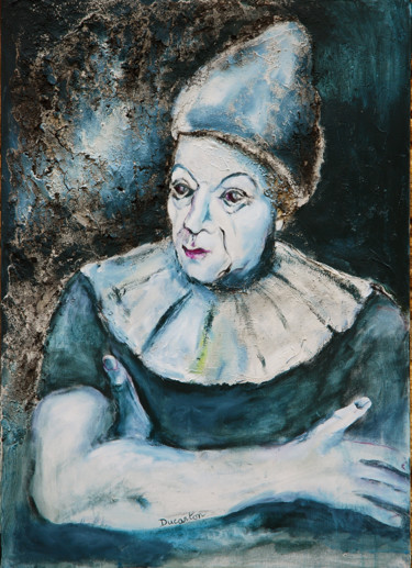 Painting titled "Clown rêveur" by Monique Ducarton, Original Artwork, Acrylic