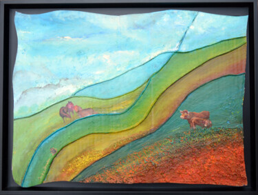 Painting titled "composition cloison…" by Monique Ducarton, Original Artwork, Acrylic Mounted on Wood Stretcher frame