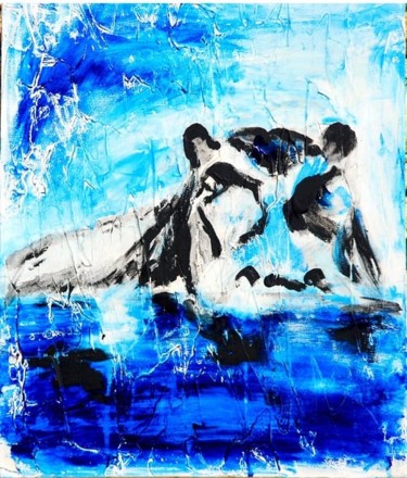Painting titled "Hippo bleu" by Monique Ducarton, Original Artwork