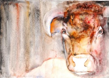 Peinture intitulée "vache portrait 1" par Monique Ducarton, Œuvre d'art originale