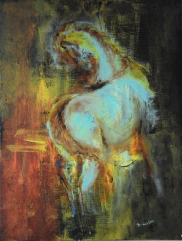 Pintura titulada "cheval ensoleillé" por Monique Ducarton, Obra de arte original, Acrílico Montado en Bastidor de camilla de…