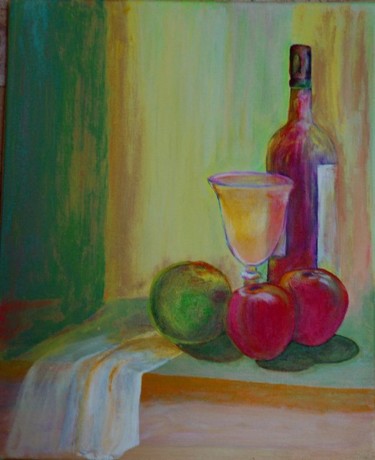 Peinture intitulée "nature morte boutei…" par Monique Ducarton, Œuvre d'art originale, Huile